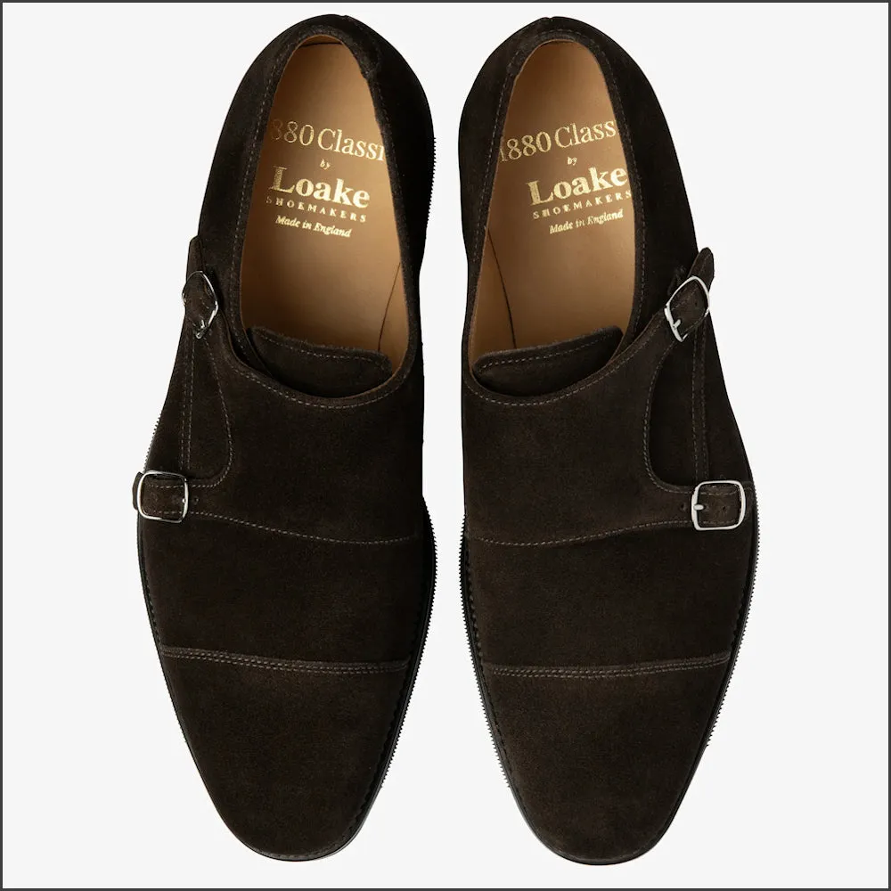 Cannon Dark Brown Suede Buckle Monk Shoe*