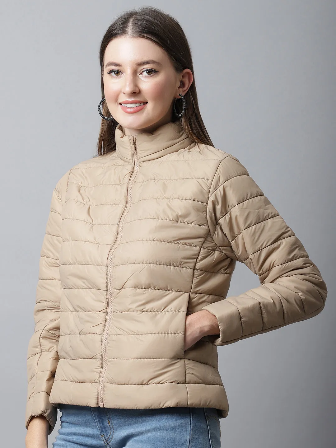 Cantabil Beige Women's Lightweight quilted jacket