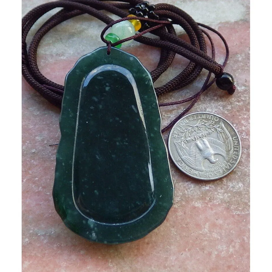 Certified Icy Dark Green Natural A Jade Pendant Guanyin Kwan Yin #613-0303