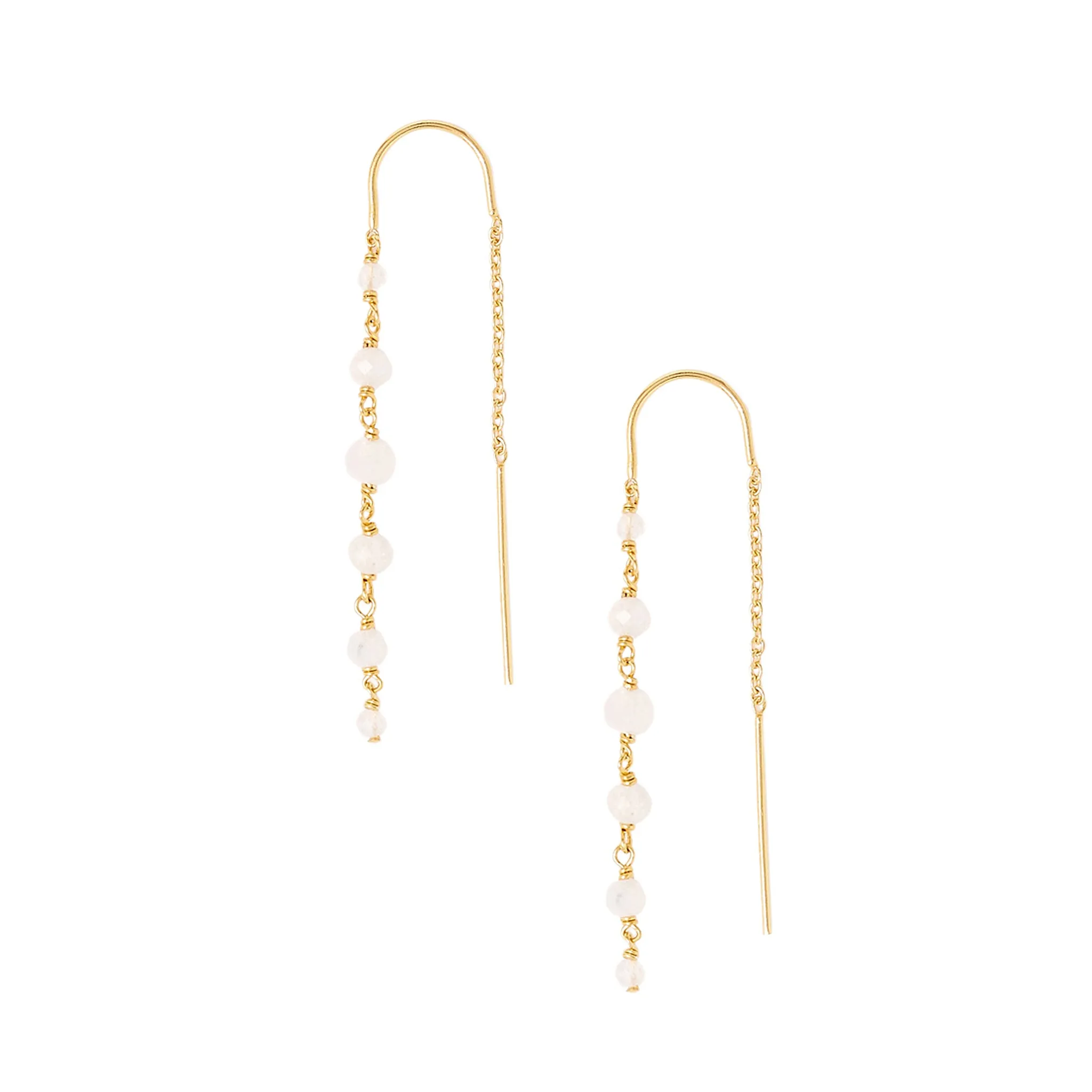 Chan Luu Tiered Threader Dangle Earrings in Moonstone and Gold