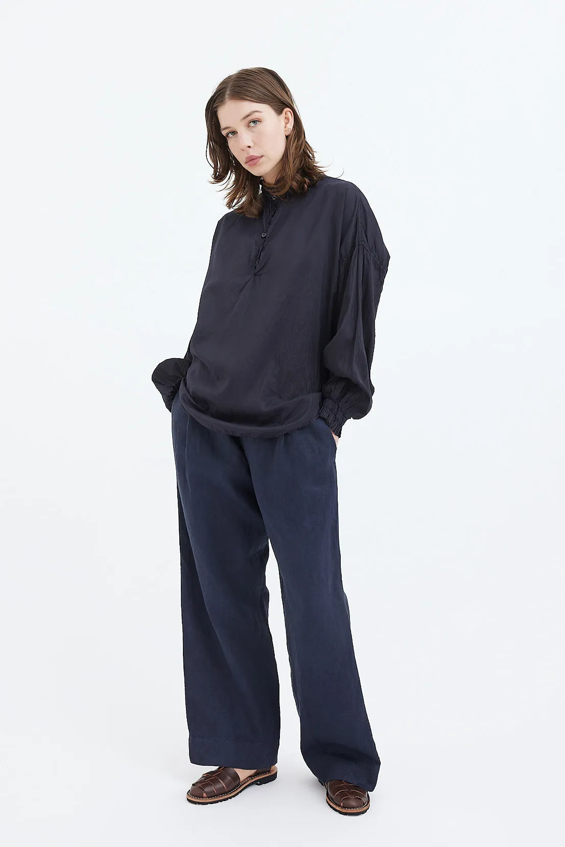 Chez Vidalenc - Pants - Linen Drill Gary - Navy