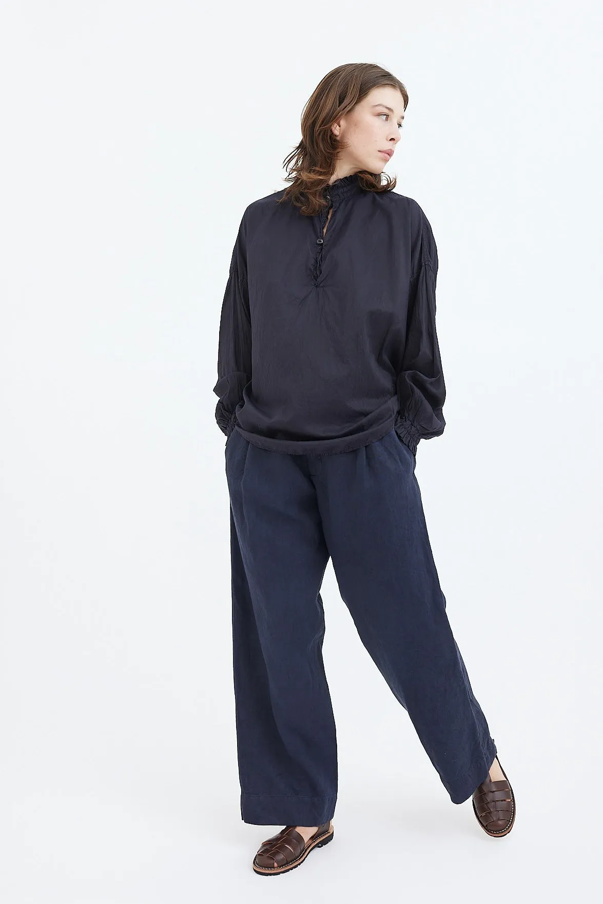 Chez Vidalenc - Pants - Linen Drill Gary - Navy