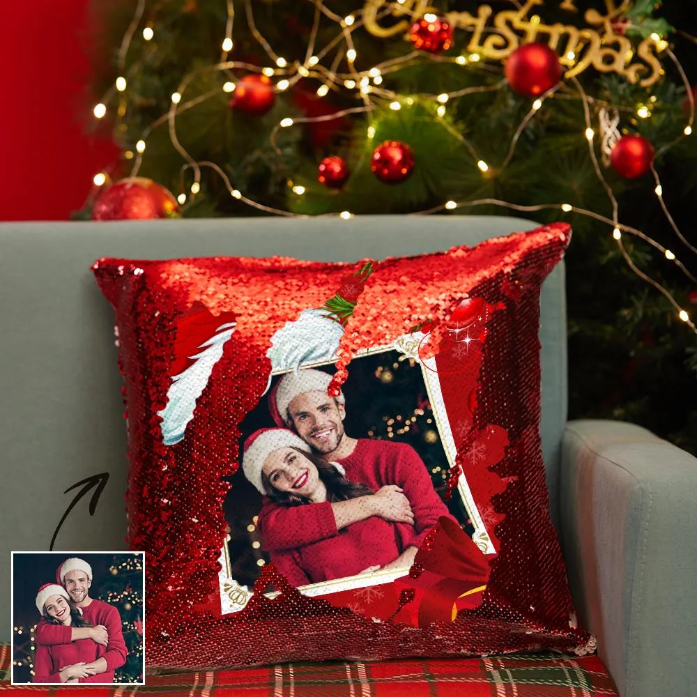 Christmas Gifts Custom Photo Pillow for Christmas Red Pillow 15.75"*15.75"- Sequin