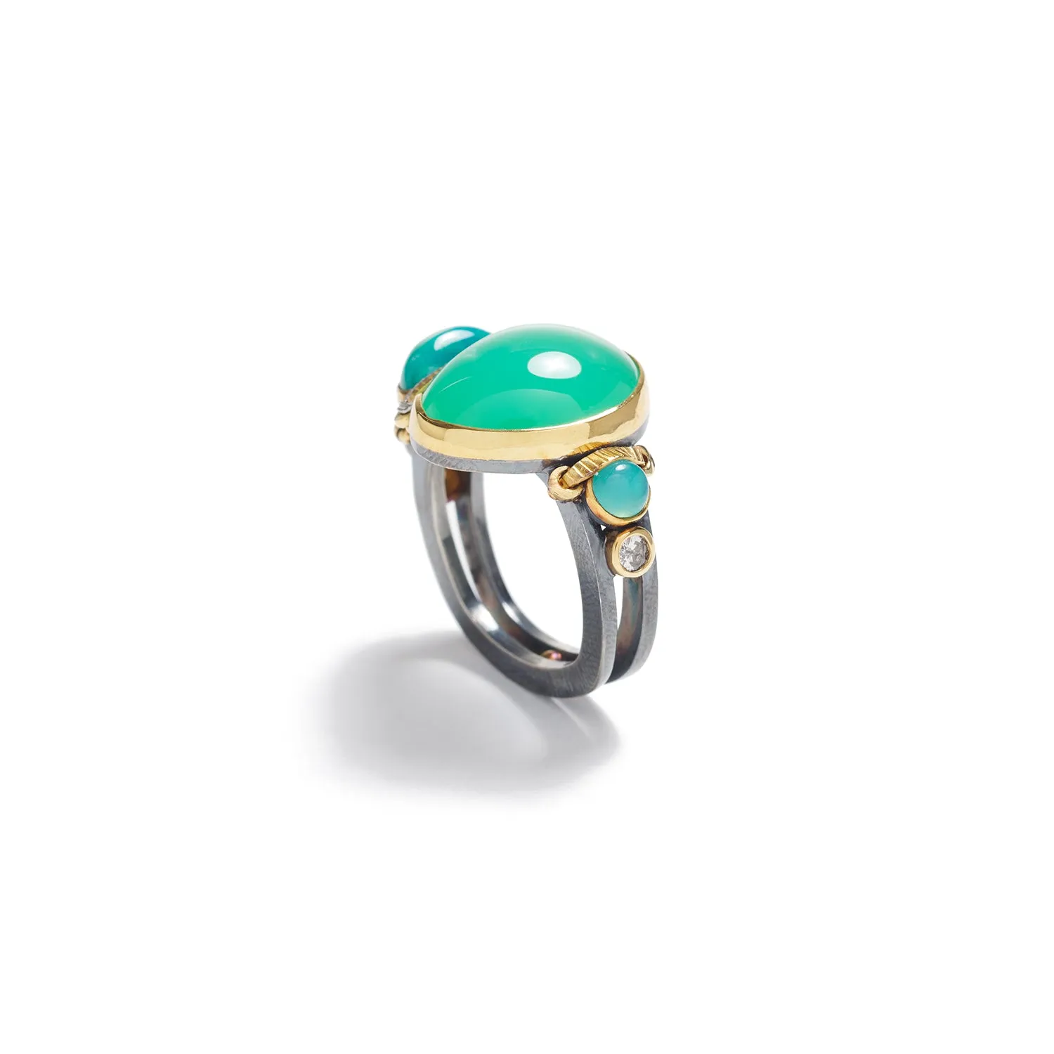 Chrysoprase & Gem Silica Ring