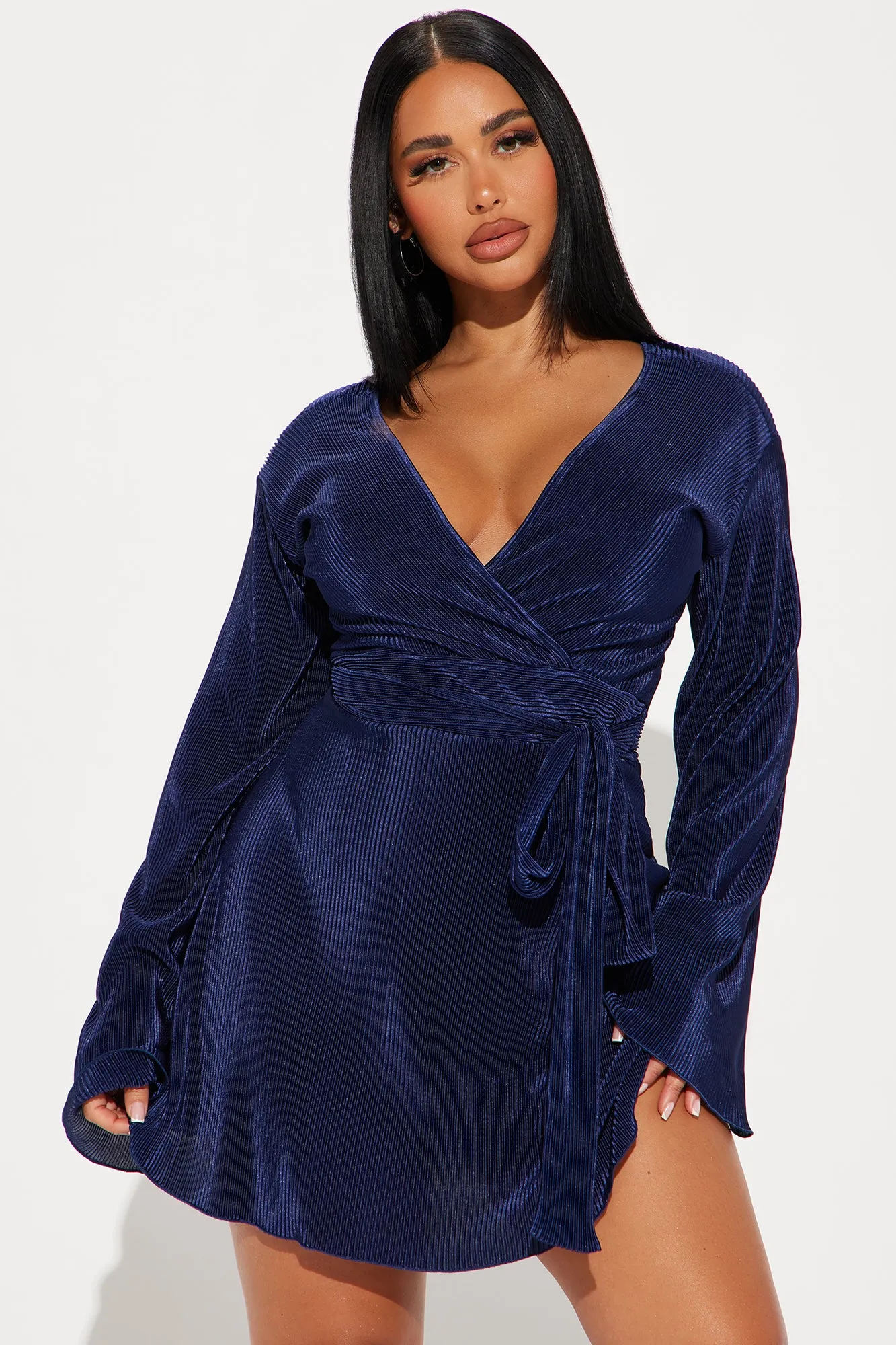 Ciara Plisse Mini Dress - Navy