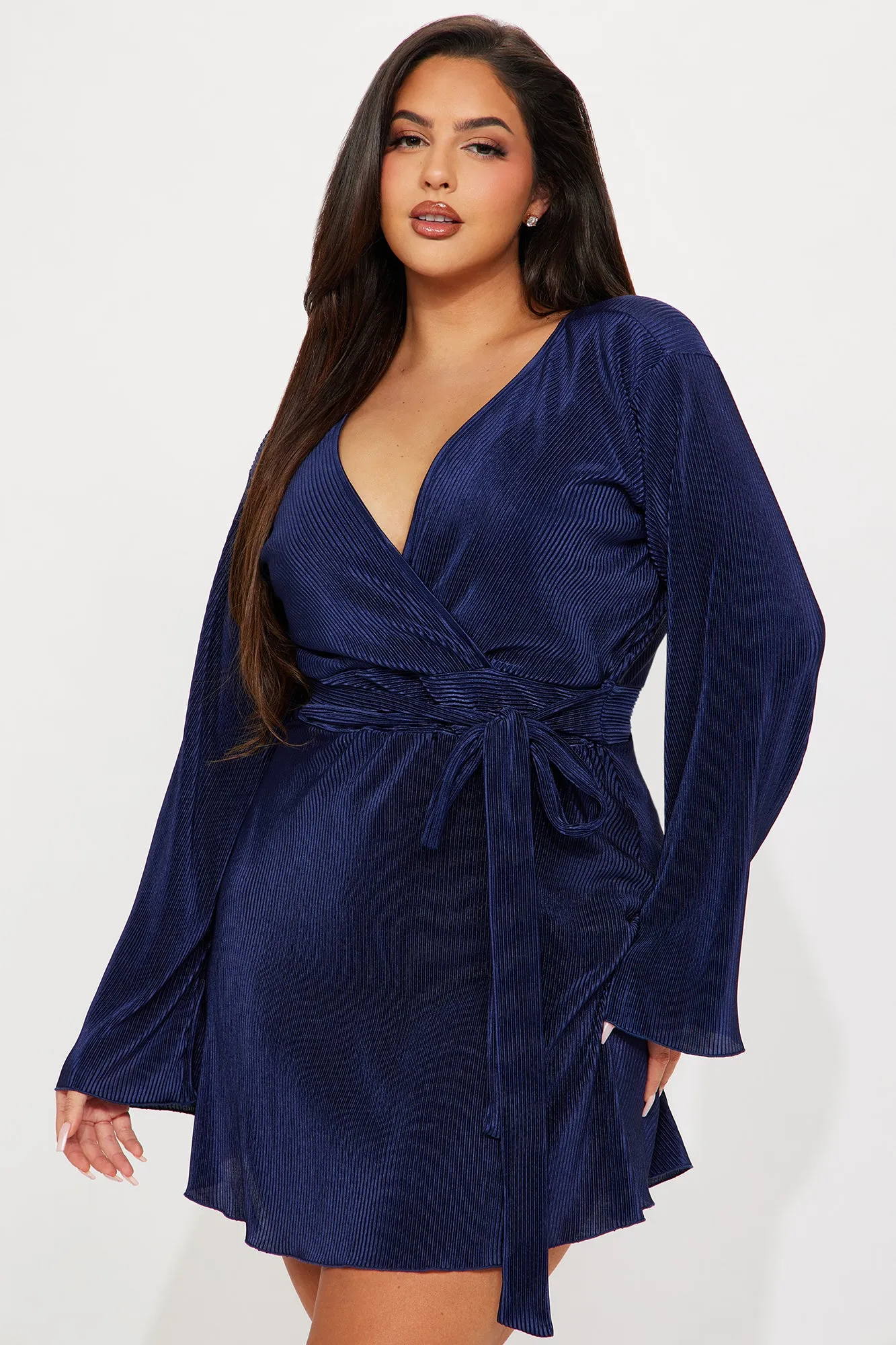 Ciara Plisse Mini Dress - Navy