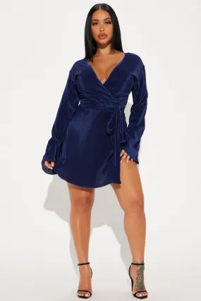 Ciara Plisse Mini Dress - Navy