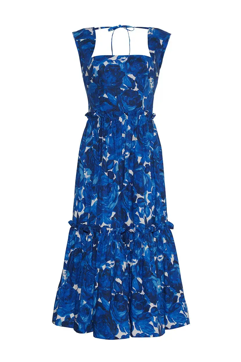 Claire Dress - Floral Garden Blue