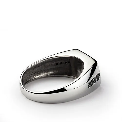 Classic Men's Ring with Black Onyx Accents in Sterling Silver