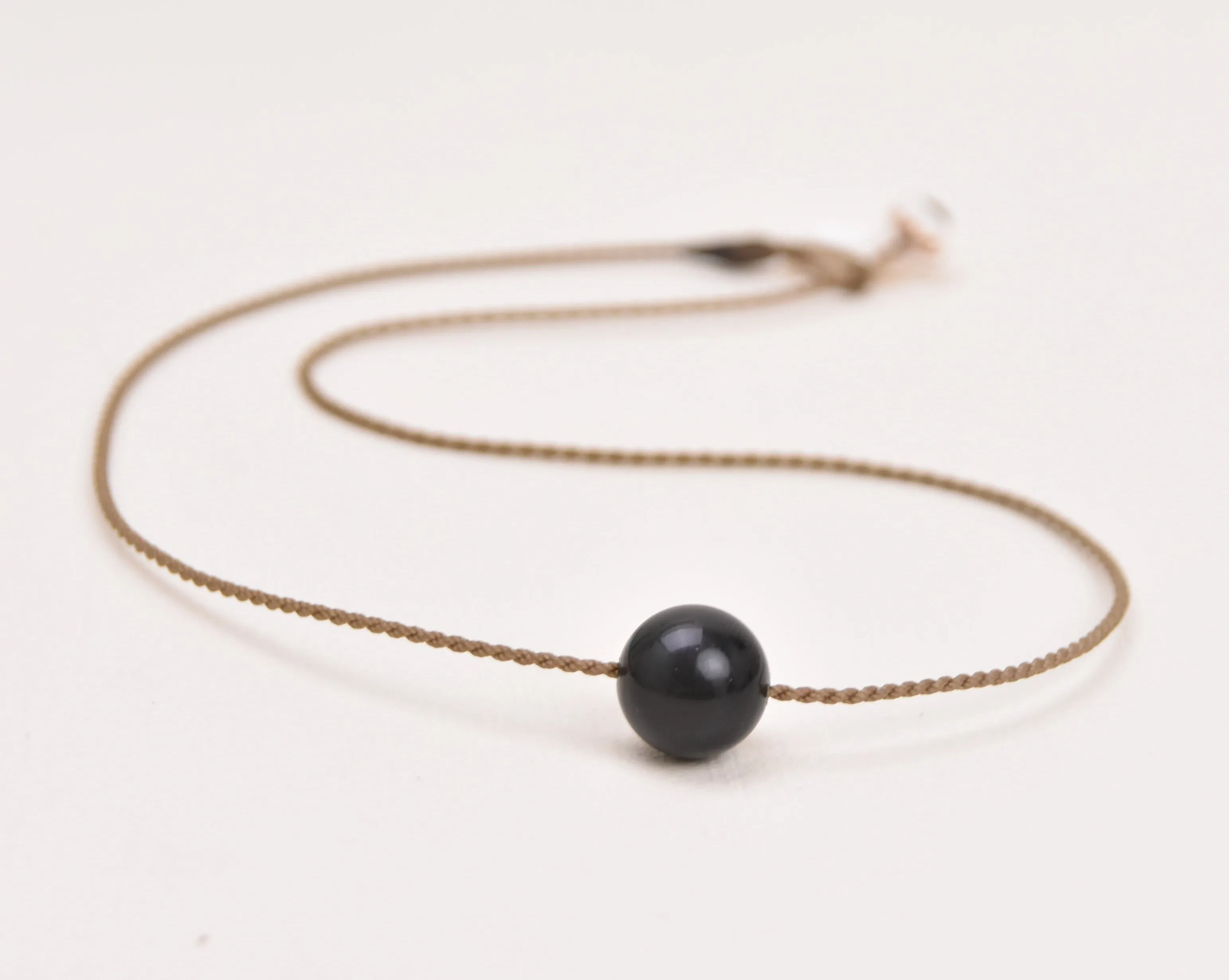 Classic Single Necklace-1764-Obsidian Round