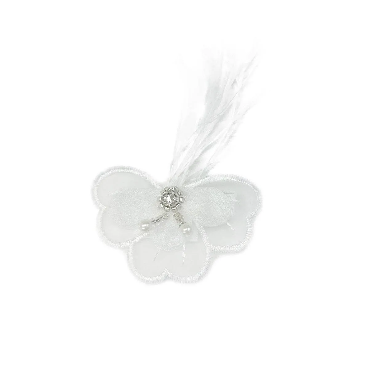 Constanza White Feather Hair Clip