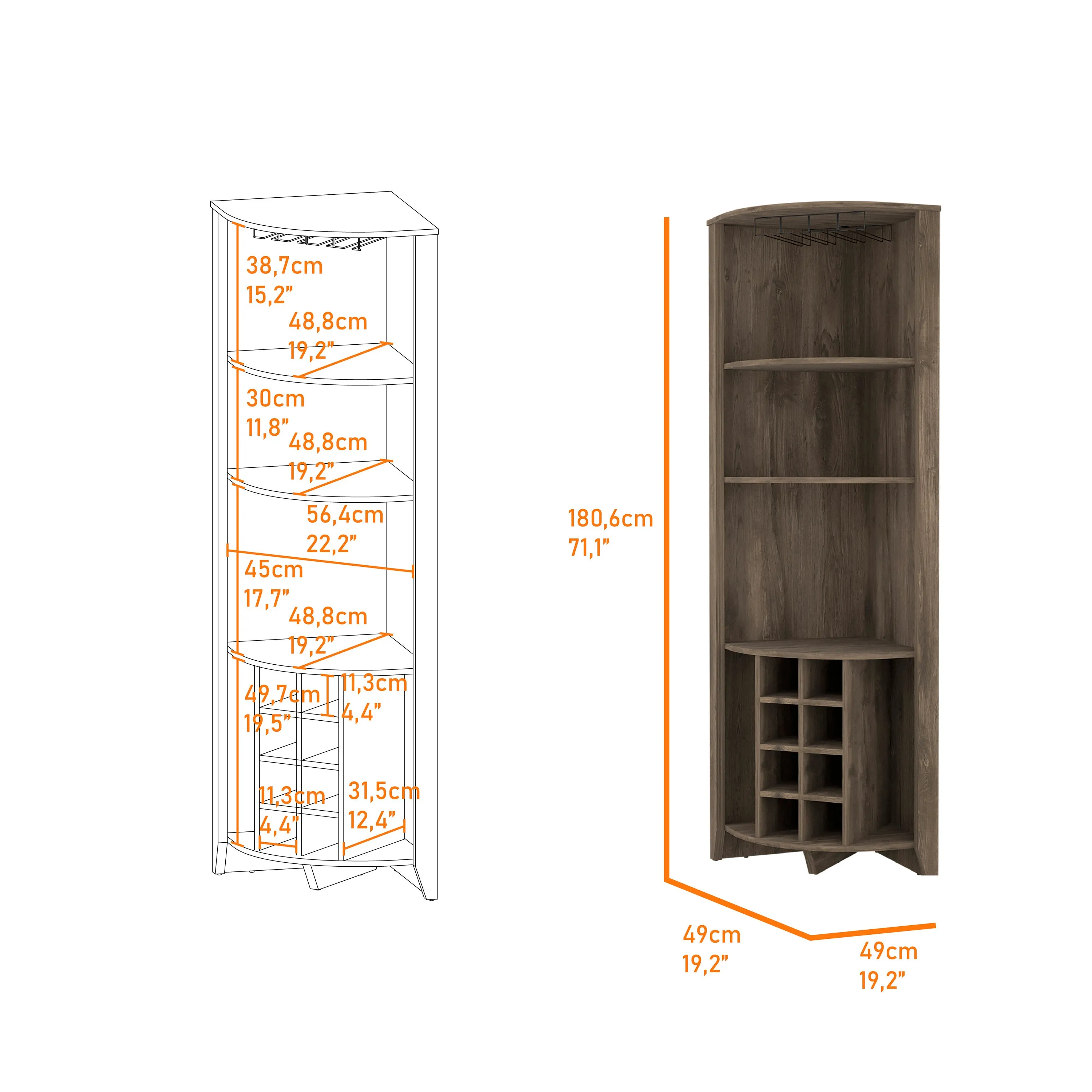 Corner Bar Cabinet Castle Dark Brown