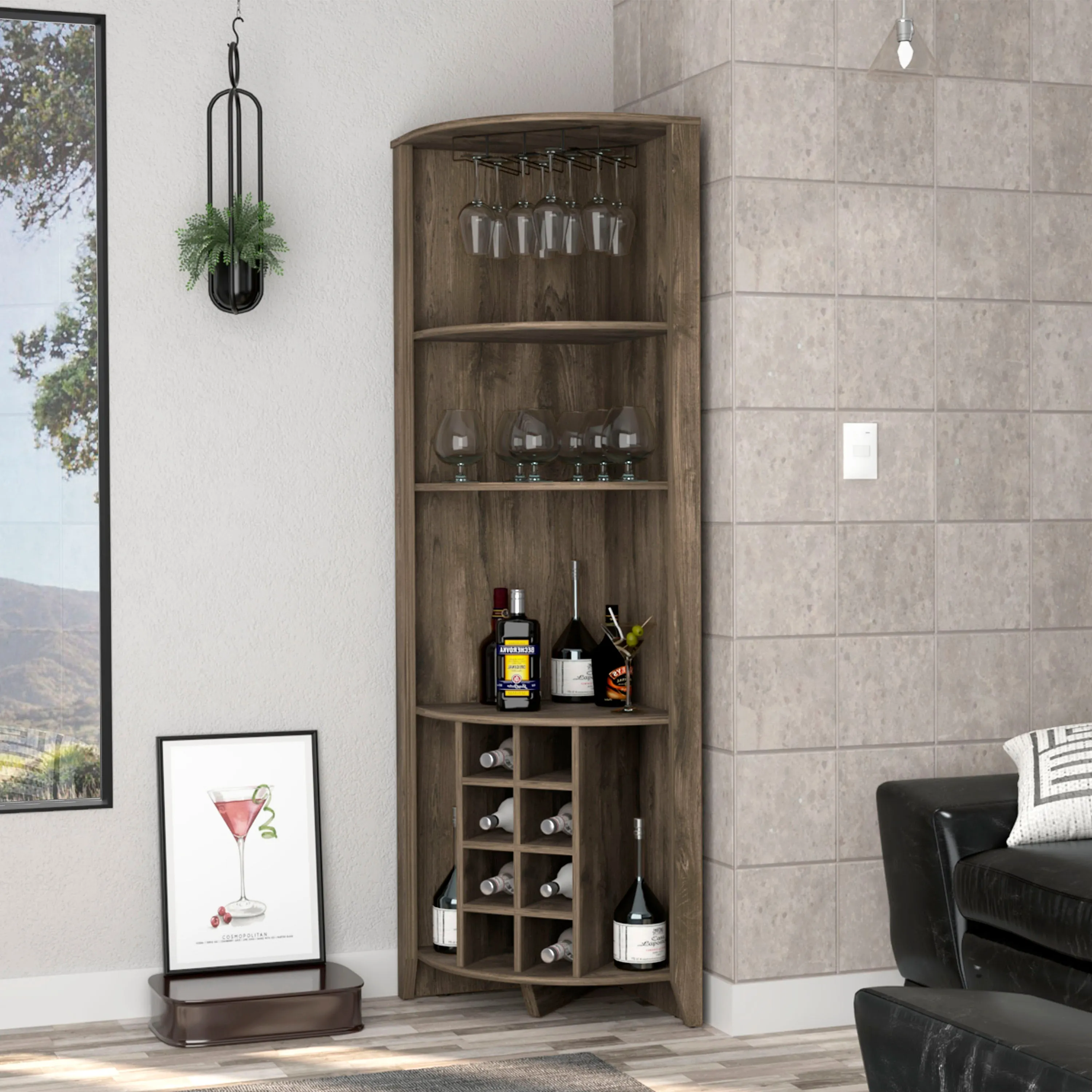 Corner Bar Cabinet Castle Dark Brown