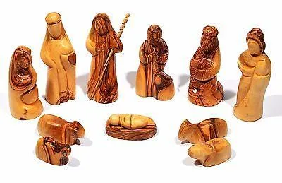 Crib and Nativity Set handcrafted Made in Olive wood Holy Land of Jerusalem - 3 sizes