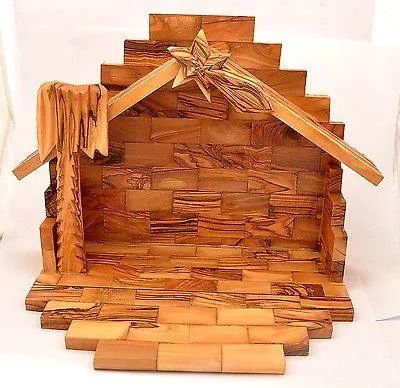 Crib and Nativity Set handcrafted Made in Olive wood Holy Land of Jerusalem - 3 sizes