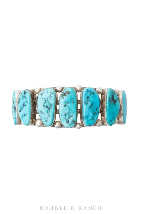 Cuff, Natural Stone, Turquoise, 6 Stone, Vintage, Old Pawn, 3317