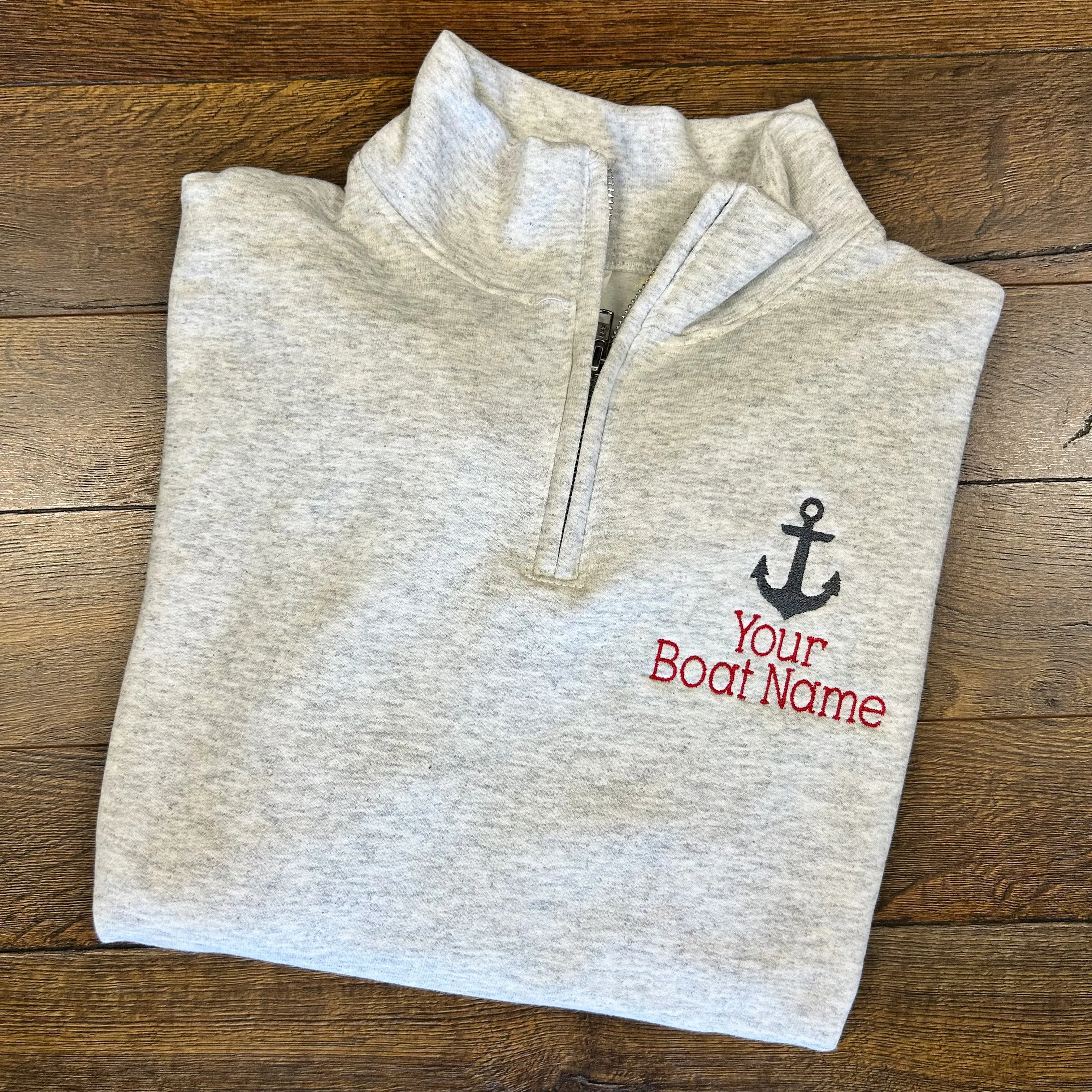 Custom Boat Name Quaterzip Sweatshirt