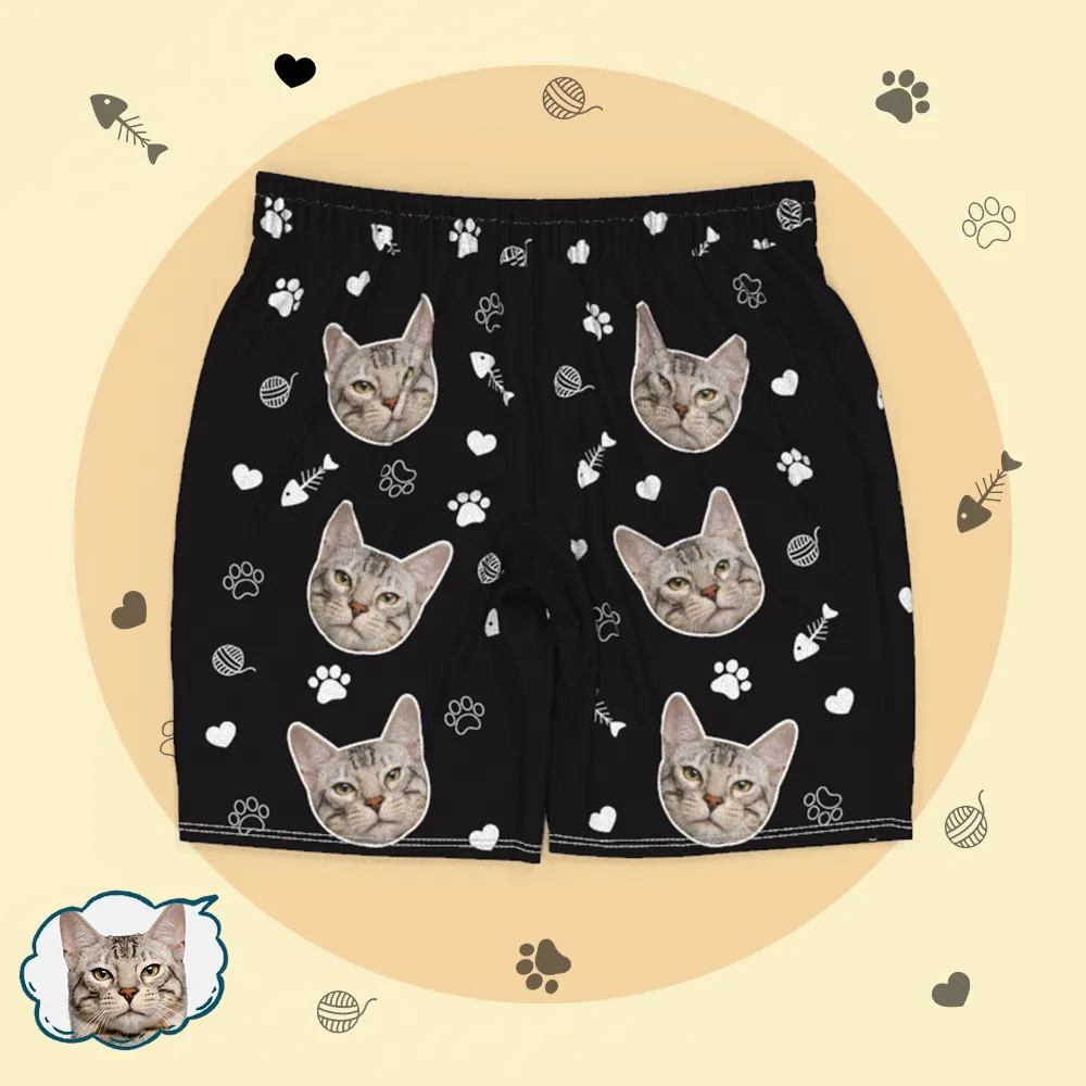 Custom Cat Face Pajamas Short Sleeved Shirt and Pants