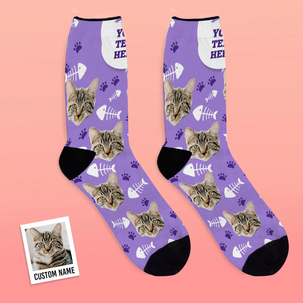 Custom Cat Happy Socks With Your Text