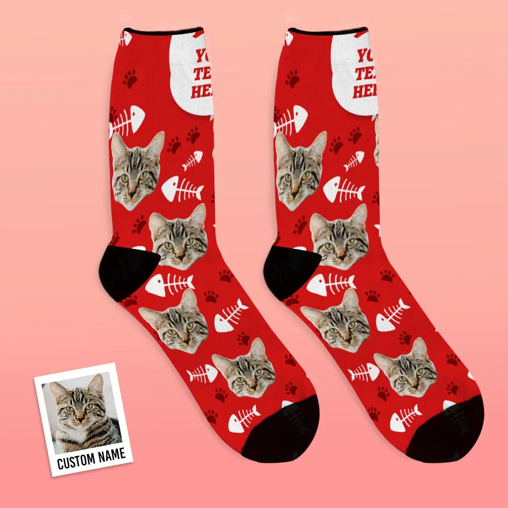 Custom Cat Happy Socks With Your Text