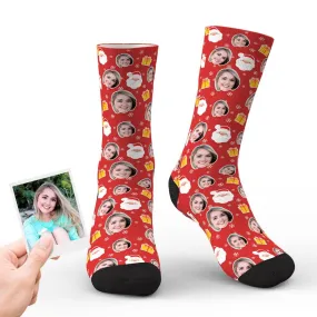 Custom Christmas Socks Personalised Face Socks Unique Christmas Gifts - Red