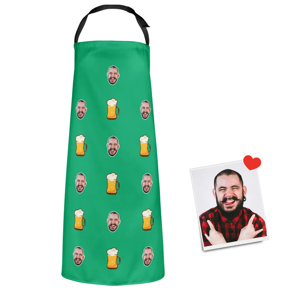 Custom Face Apron Cartoom Photo Apron-  Beer