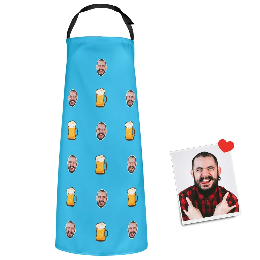 Custom Face Apron Cartoom Photo Apron-  Beer