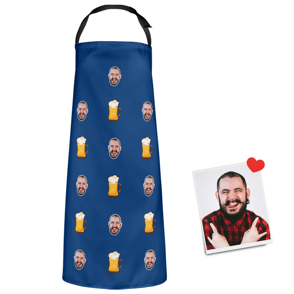 Custom Face Apron Cartoom Photo Apron-  Beer