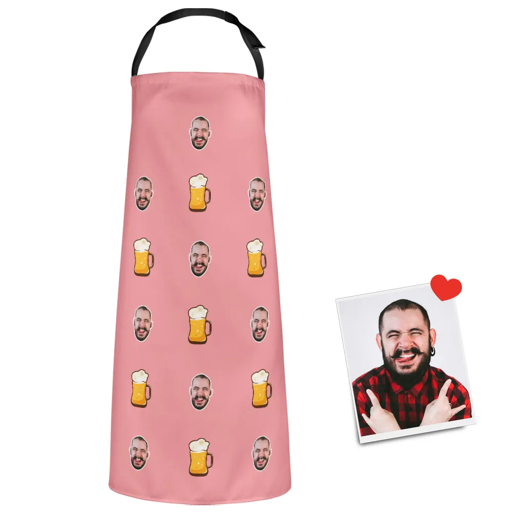 Custom Face Apron Cartoom Photo Apron-  Beer