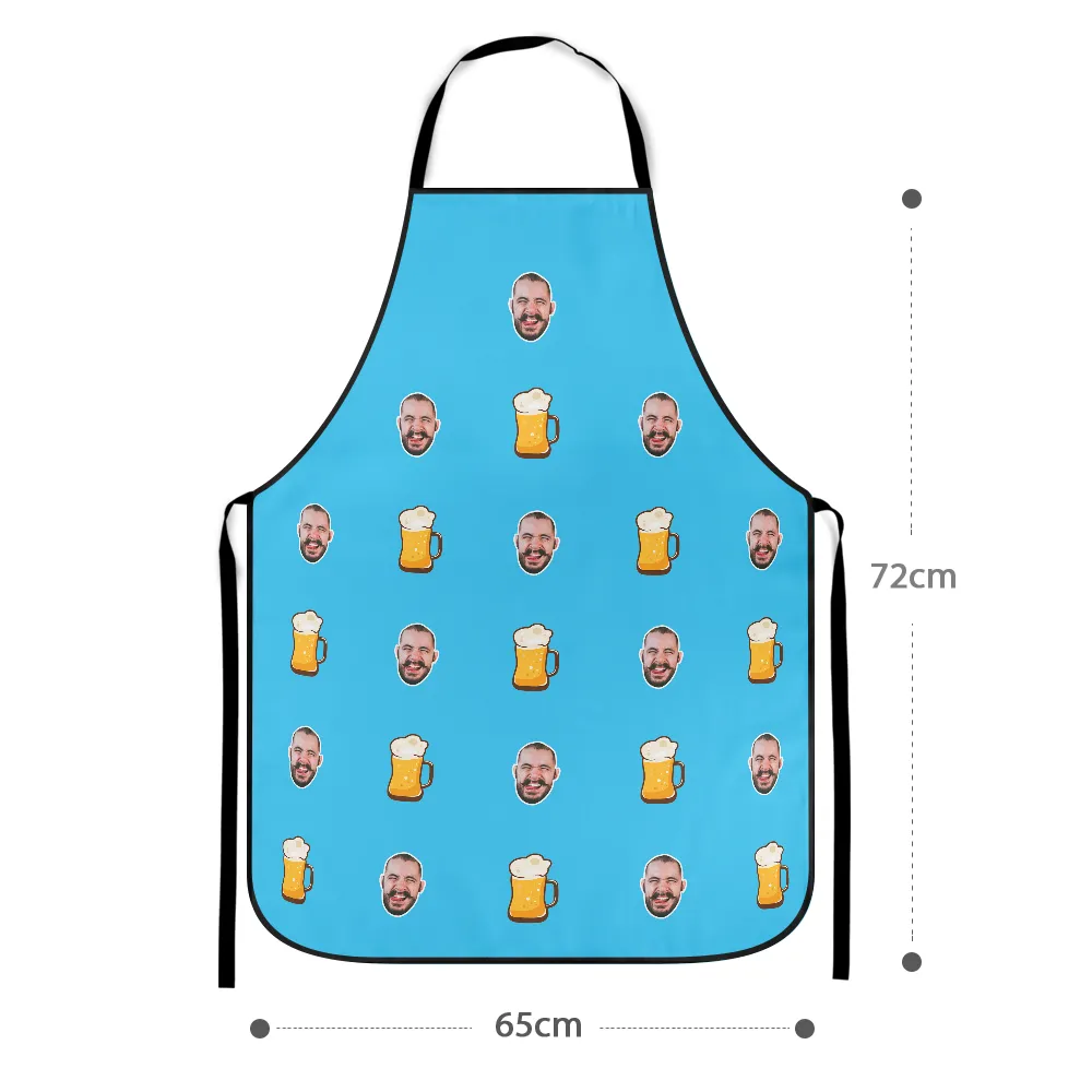 Custom Face Apron Cartoom Photo Apron-  Beer