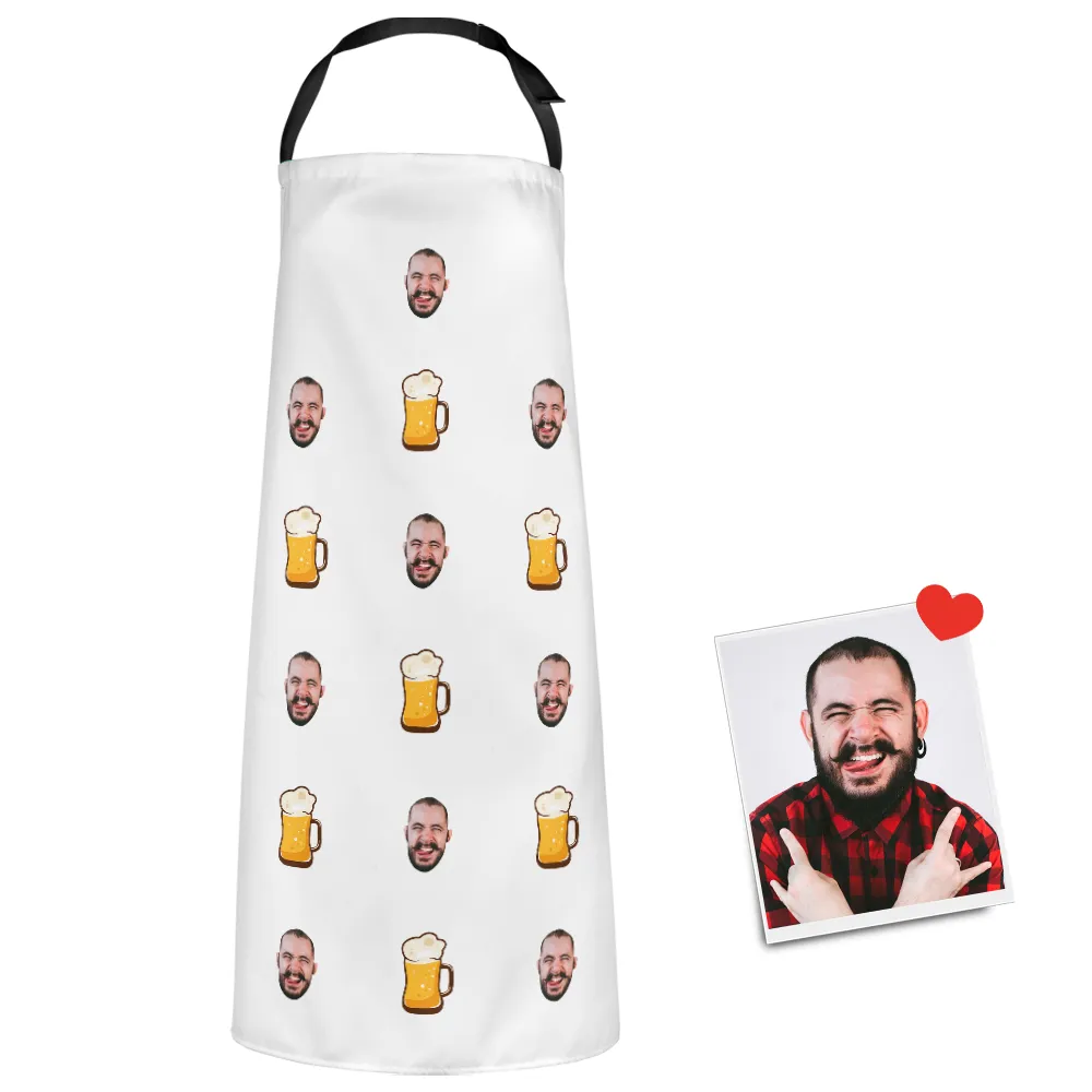 Custom Face Apron Cartoom Photo Apron-  Beer