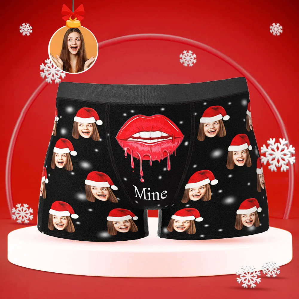 Custom Face Boxers Briefs Men's Shorts With Girlfriend Photo Christmas Gifts - Lips