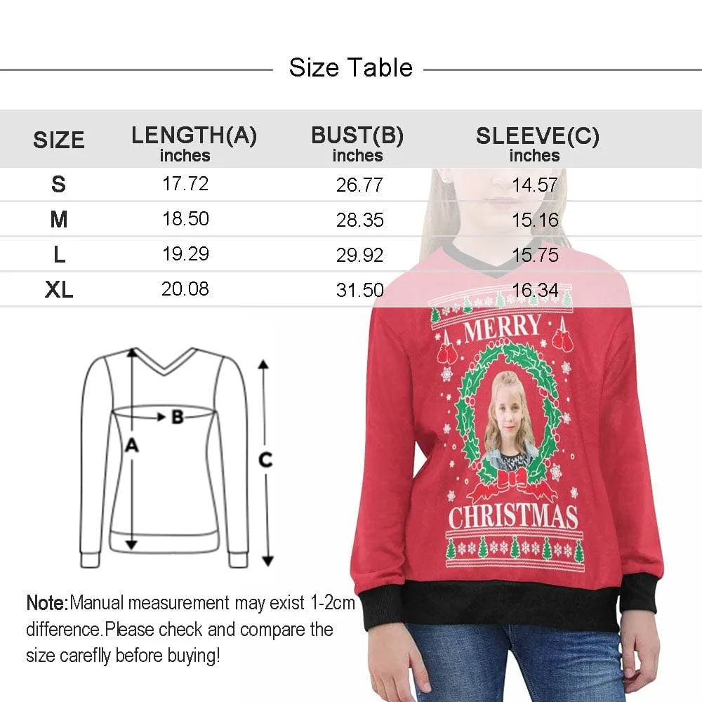 Custom Pet Face Red&Green Sweater for Family Long Sleeve Ugly Christmas Sweater Tops