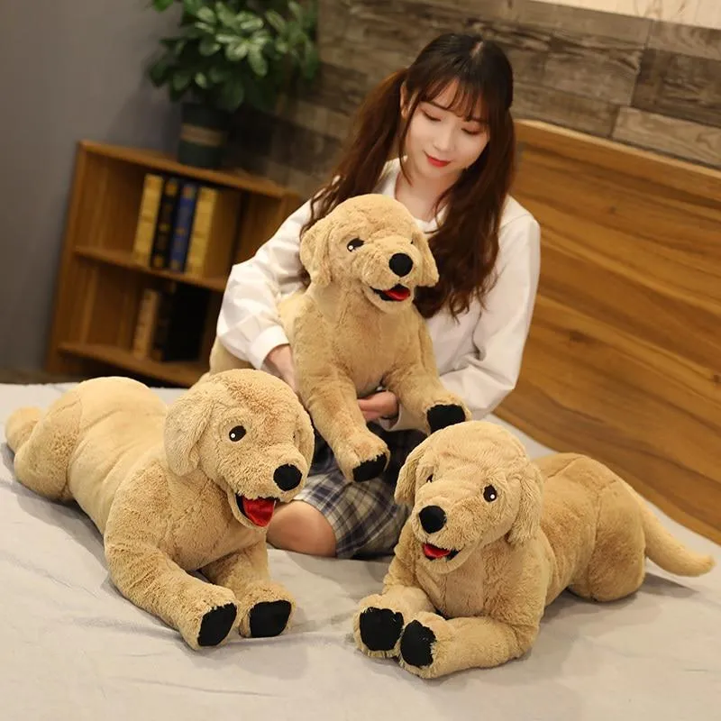 Cute dog plush toy life like labrador puppy soft doll stuffed real life animal lying position dog pillow kids toys birthday gift