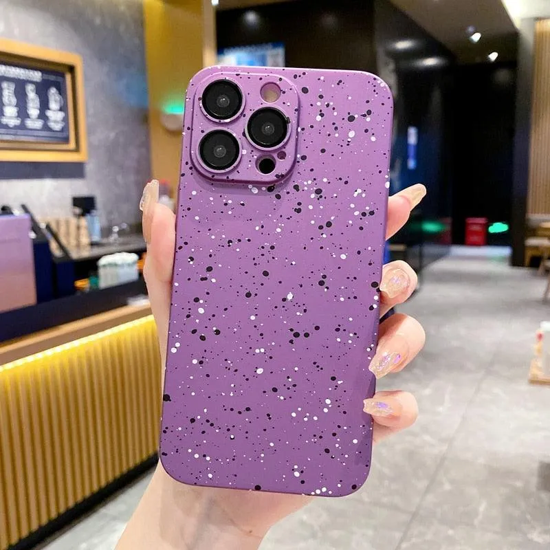 Cute Solid Color Ink Dot Phone Case Cover for iPhone 11, 12, 13, 14 Pro Max, and 14 Plus