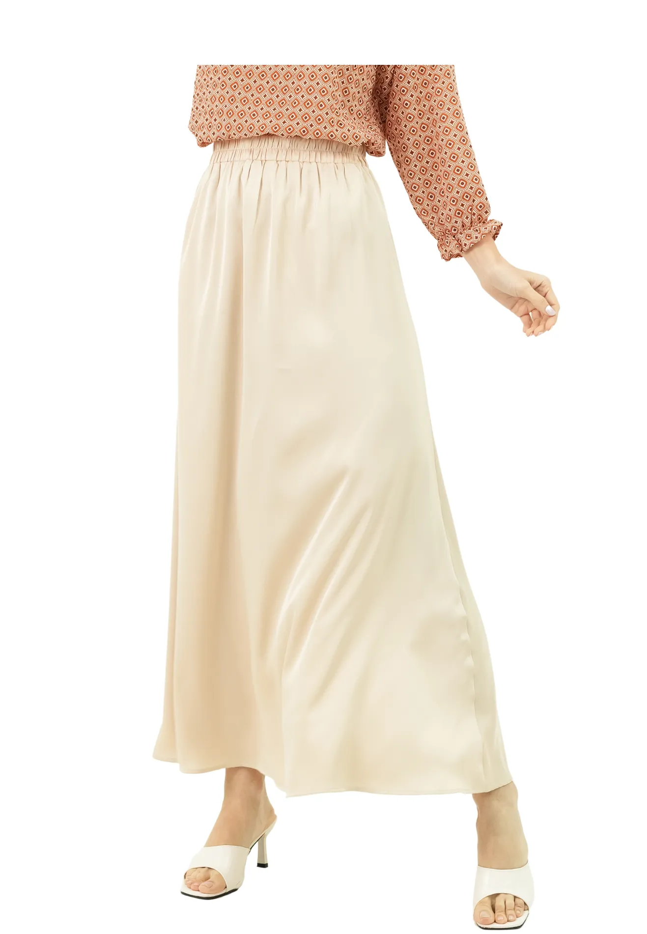 DAISY By VOIR Flowy Satin Maxi Skirt