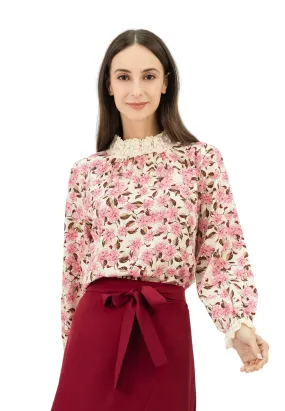 DAISY BY VOIR Lace Ruffles Pleated Blouse