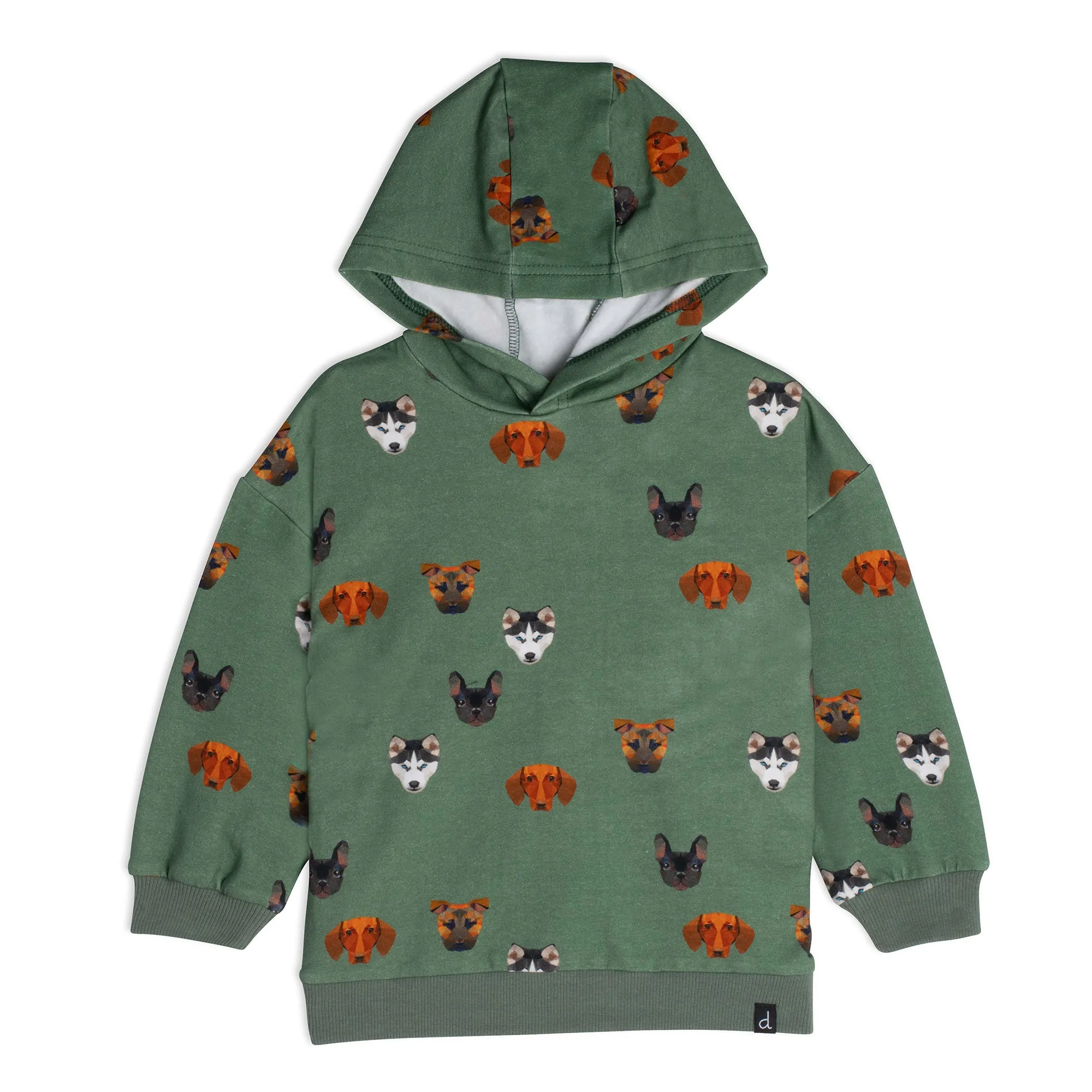 Deux Par Deux Fleece Hoodie w/Pattern _Green E20S74-330