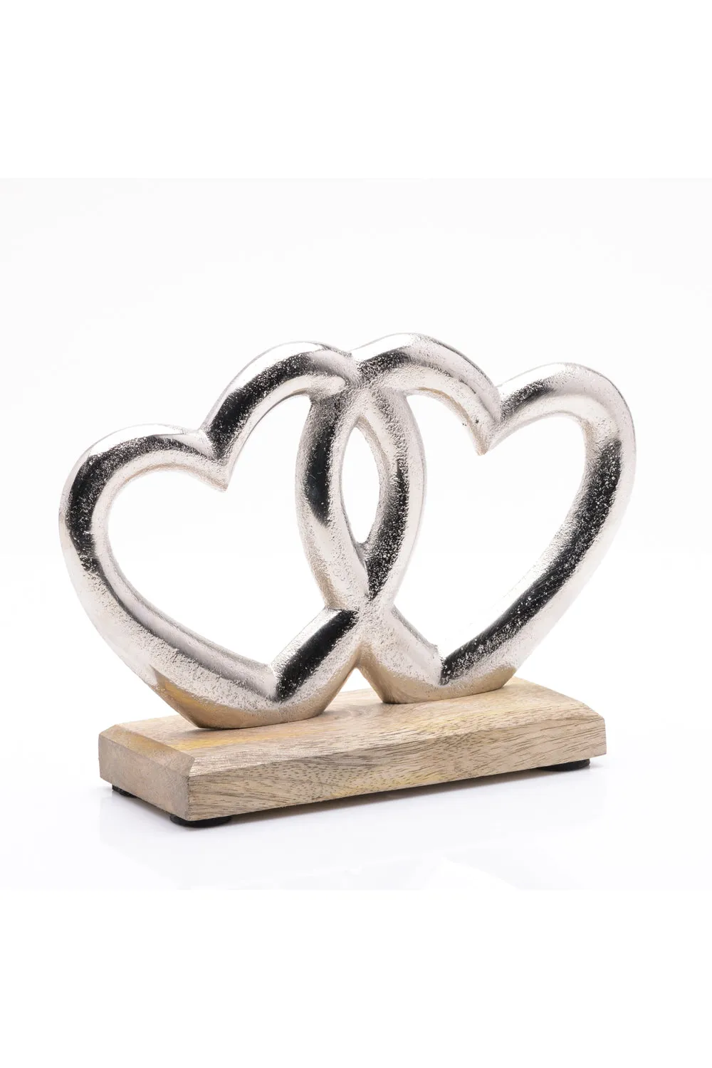 Double Metal Heart & Wood Ornament