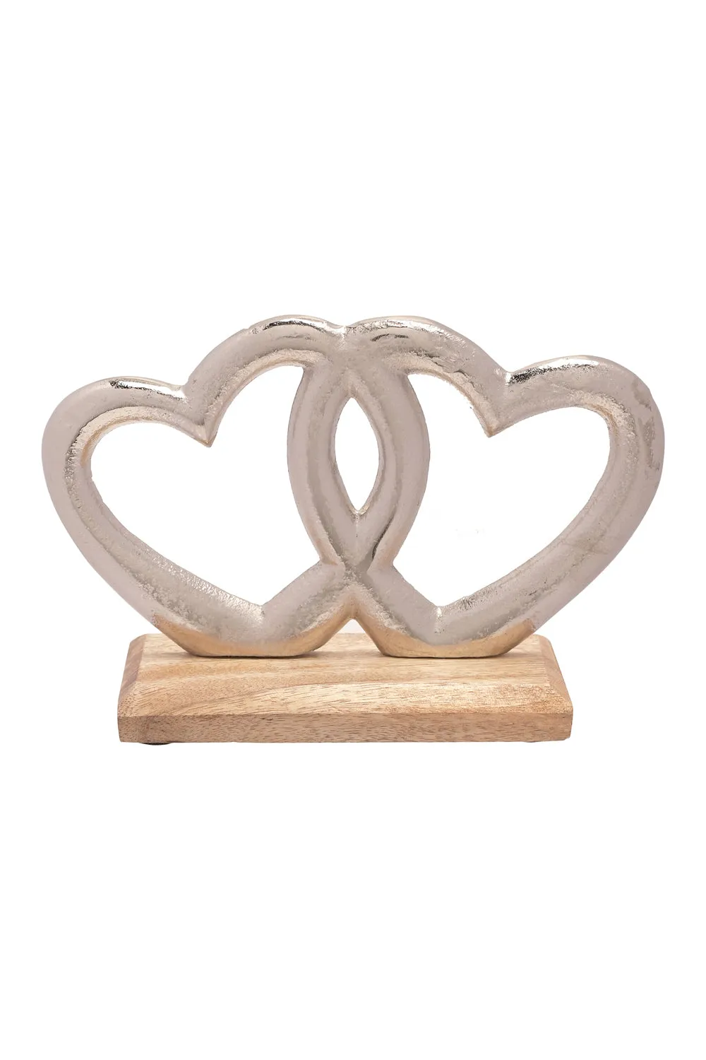 Double Metal Heart & Wood Ornament