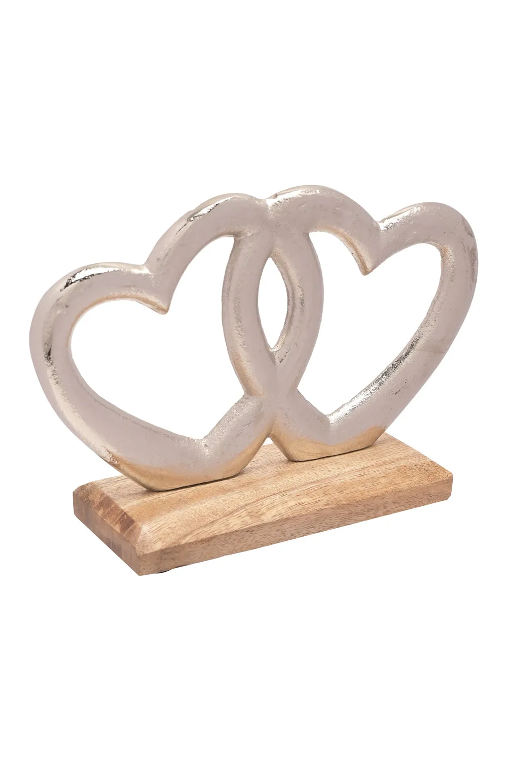 Double Metal Heart & Wood Ornament