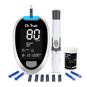 Dr Trust USA Gold Standard Glucosure Glucometer Blood Sugar Testing Meter 9001 with Lancing Device, 10 Strips & Lancets, Simple & Accurate Home Diabetes Testing Machine