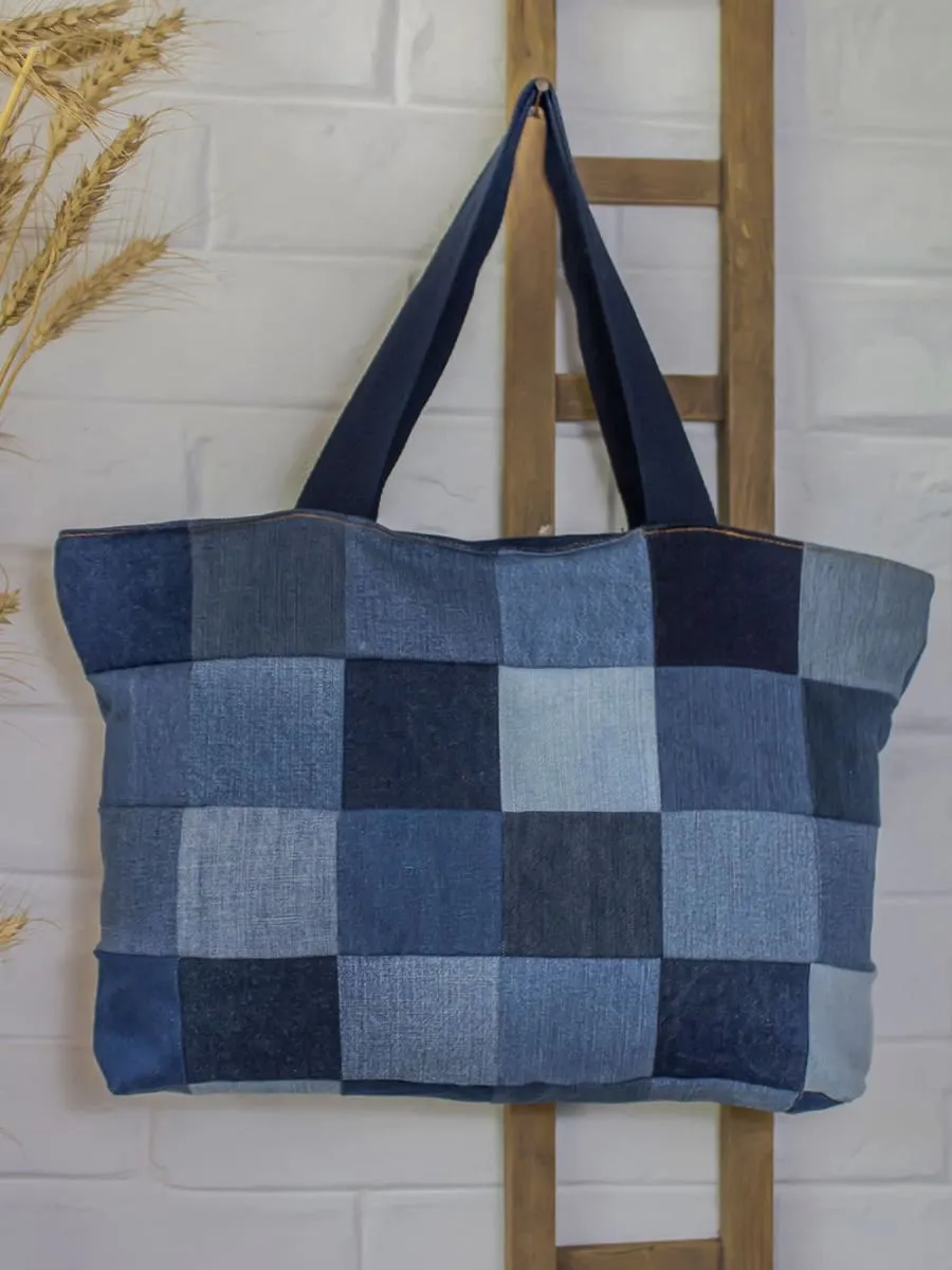 Dwij Upcycled Bag, Chequered Tote