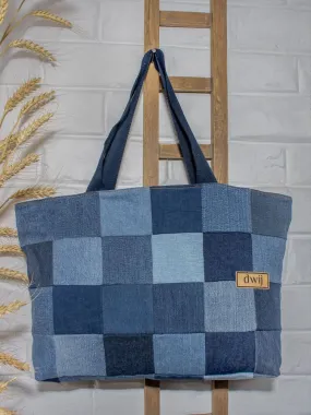 Dwij Upcycled Bag, Chequered Tote