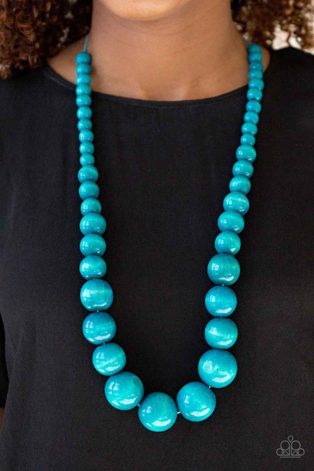 Effortlessly Everglades Blue Wood Necklace and matching Earrings - Paparazzi Accessories