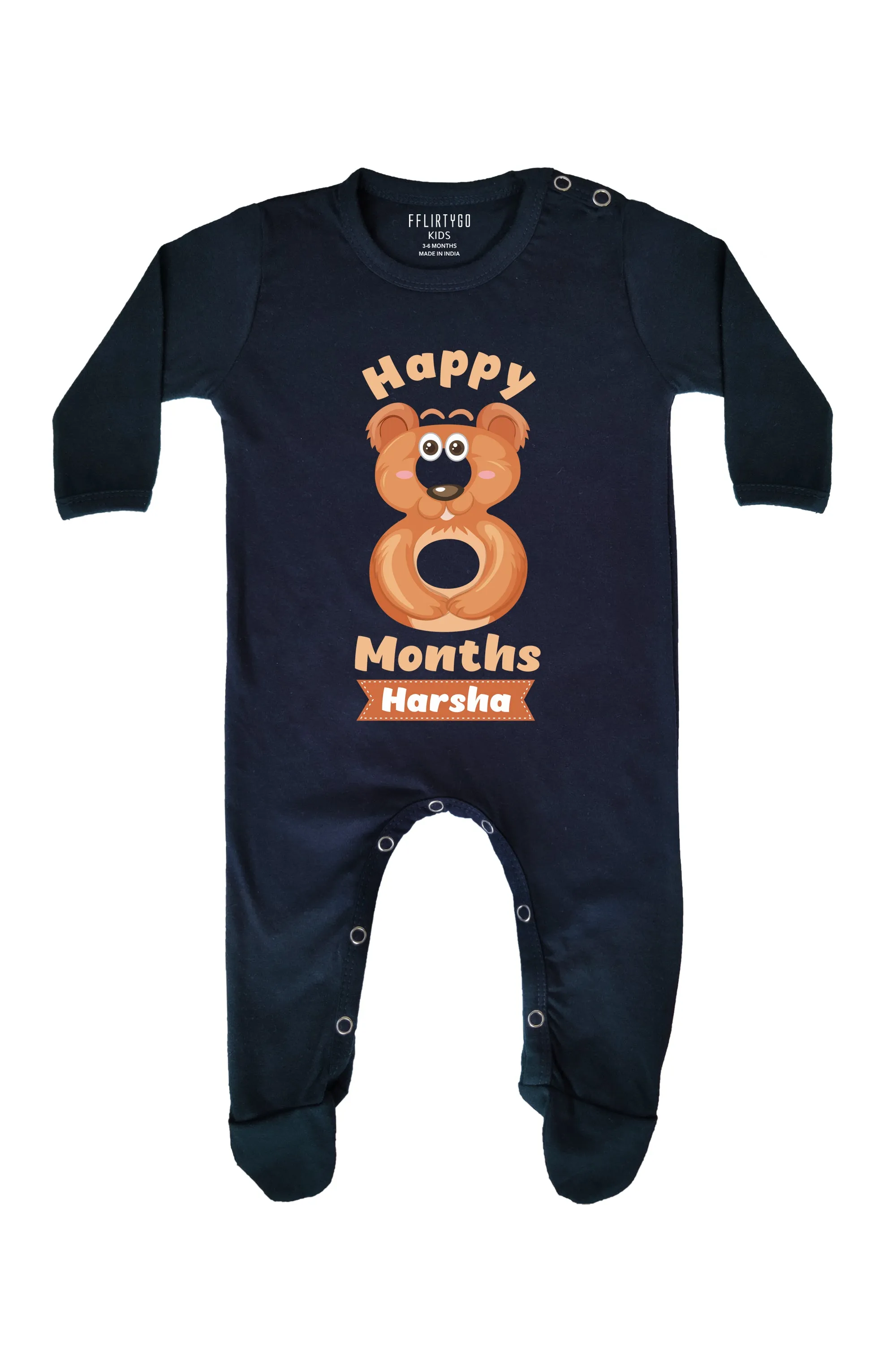 Eight Month Milestone Baby Romper | Onesies w/ Custom Name