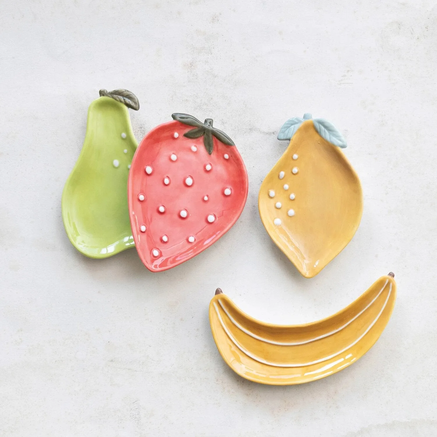 Embossed Stoneware Fruit Shaped Dishes