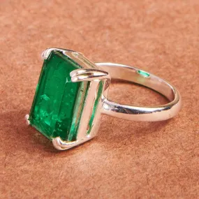 Emerald Banquette Shape 925 Sterling Silver Nickel-Free Ring,May Birthstone,Gift for her