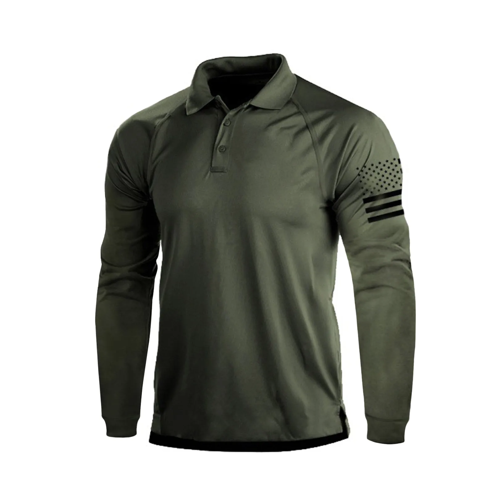 ESSENTIAL 1/4 BUTTON RAGLAN LONG SLEEVE POLO SHIRT