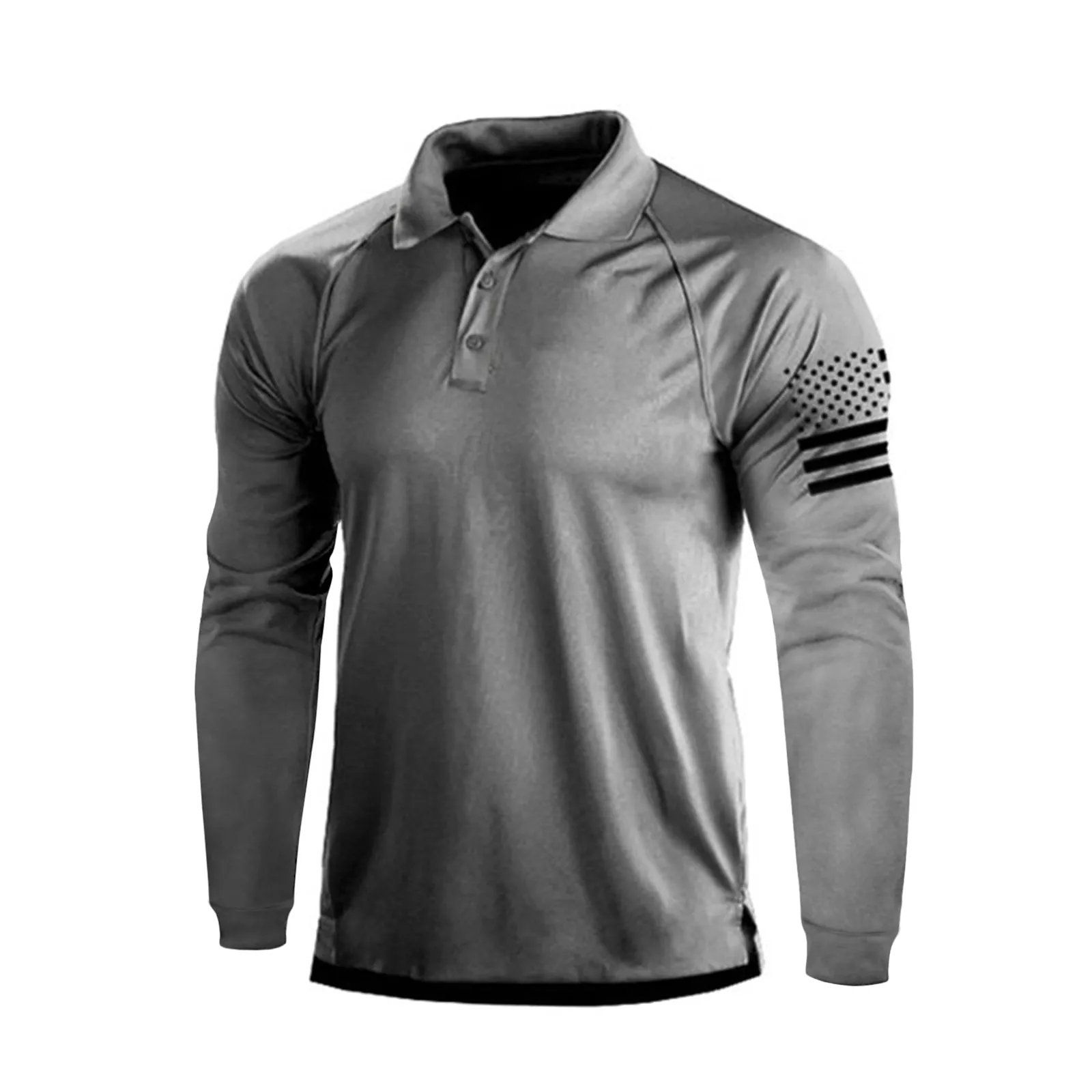 ESSENTIAL 1/4 BUTTON RAGLAN LONG SLEEVE POLO SHIRT